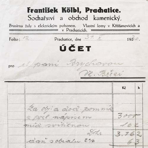 Účet z roku 1930